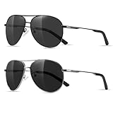 kunchu 2 Stück Fliegerbrille Sonnenbrille-für-Herren-Damen-Pilotenbrille-Retro Vintage Polarisiert...