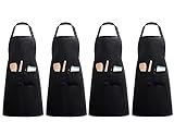 InnoGear 4 Stücke Verstellbare Schürze mit 2 Taschen, Kochenschürze Küchenschürze für Küche,...