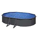 Gre Ovaler Pool aus Stahl, 5,27 m x 3,27 m x 1,22 m – Anthrazitgrau – Sandfilterung –...