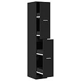 Eleganz Apothekerschrank Schwarz 30x41x174,5 cm aus Holzwerkstoff - Stilvolles Wohnzimmermöbel-Set...