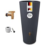 4rain Vaso 2in1 Decor Regentonne 220 Liter Graphite Grey inkl. Kunststoff-Auslaufhahn und...