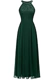 Dressystar 0040 Damen Maxi Lang Abendkleider Elegant Spitzen Ballkleid Ärmellos Hochzeit Grün M