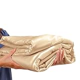 Luowei Komfort Decke 150 x 200 cm Satin Khaki Kühlende Verpackte Sommer Satin Decke Luxus...