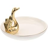 minkissy Dekorative Keramik Schmuckschale mit Schwanenmotiv Ringschale und Ohrringhalter zur...