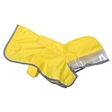 ANDRESLAD Packbarer Hunderegenmantel mit Kapuze Reflektierenden Streifen Gelb Faltbar Atmungsaktive...