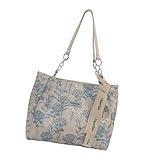 Oxtxuzdm Gestickte Handtasche mit Blumenmuster aus Segeltuch mit weicher Struktur und Innentaschen,...