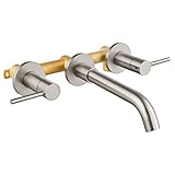 Airuida Messing Gebürstetes Nickel Wandmontage Badezimmer Wasserhahn Zwei Griffe Breite...