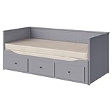 ProTuning HEMNES Tagesbett mit 3 Schubladen/2 Matratzen, 80x200 cm, grau/Vannareid extra fest