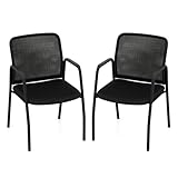 COSTWAY Konferenzstühle 2er Set, Besucherstühle mit Armlehnen, Netzrückenlehne & gepolstertem...