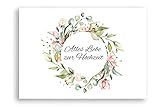 Friendly Fox Hochzeitskarte, 1x Karte zur Hochzeit mit Blumenkranz Motiv, Alles Gute zur Hochzeit,...