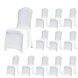 Onezebra Stuhlhussen-12 Stück Weiß Stuhlbezüge,Stuhlbezug Hochzeit,Waschbarer Elastische...