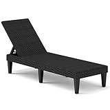 COSTWAY Sonnenliege Rattan, wetterfeste Gartenliege mit Verstellbarer Rückenlehne, Balkonliege aus...