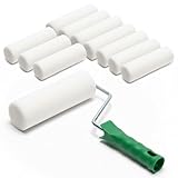 ToolSpace 10x Lackierwalze 15cm mit Griff Superfein Schaumstoffrolle 50 kg/m³ Schaumstoff Dichte...