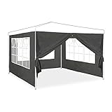 Relaxdays Seitenwand für Pavillon, 4er Set, 2x3 m, Seitenteile mit Fenster & Reißverschluss,...