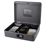 Pavo Premium Geldkassette mit Zahlenkombinationsschloss, 30 x 24 x 9 cm, dunkelgrau