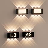 STASUN 4pcs DIY Hausnummer Wandleuchte,Innen/Aussen IP66 LED wandlampe,8W 3500K Warm White Wash...