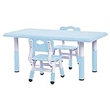 Tisch- und Stuhlset FüR Kinder, 120 X 60 Cm PE-Material HöHenverstellbarer Tisch und Stuhl,...