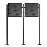 Wiltec 2er Set Designer Briefkasten V16 Anthrazit 1000 x 135 x 1200 mm, Wandbriefkasten mit Schloss,...