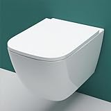 AICA Wand WC spülrandlos Hänge WC mit Lotus Effekt Soft Close Toilette Einfach Abzunehmender Sitz...