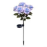 Garten-Solarleuchten mit Rosen-Design für elegante Außenbeleuchtung und Dekoration (blau)