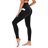 TNNZEET High Waist Leggings Damen Elastische Leggins Weiche Sporthose für Sport Gym, Schwarz-1,S-M