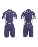 Jsnorklet Neoprenanzug für Mädchen, mit 3 mm Reißverschluss hinten, zum Tauchen, hält warm in...