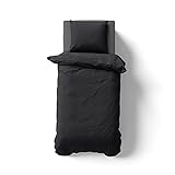 Müskaan Renforcé Bettwäsche 135x200 cm Baumwolle, Schwarz – Bettbezug Set 2 teilig mit...