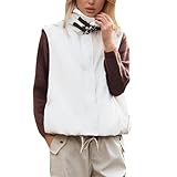 Puffer Weste Damen Rmellose Leichte Elastischen Mit Taschen Female Winterweste Warm Kurz Teddyjacke...