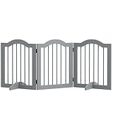 PawHut Absperrgitter Hund 3-teilig, 154,5 x 61 cm Faltbar Hundegitter mit Tür, Türschutzgitter mit...