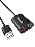 UGREEN Externe USB Soundkarte Klinke Adapter für Computer, PS5, PS4, USB Audio Stereo Adapter...