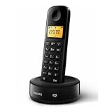 PHILIPS Festnetztelefon D2601B/01 Single - Schnurloses Telefon - 1'6-Zoll-Display - Telefonbuch -...