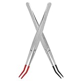 CLISPEED 2 Stück Teiliges Gebogene Pinzetten mit Ergonomischem Griff Leichte Präzise Stempel und...