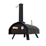 Klassischer Stahl Outdoor-Pizzaofen | 60s Kochzeit Bis zu 400°C + Eingebautes Thermometer | ⌀30cm...