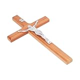 DIKOSMETIK 7.95 Zoll Kruzifix Kreuz Wandbehang Holzkreuz Wanddekoration Platin Holzkreuz Mit...