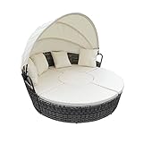 Ribelli Polyrattan Sonneninsel mit Faltbarem Sonnendach, Outdoor Gartenmöbel, Balkonmöbel,...