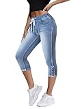 Onsoyours Capri Jeans Damen Sommer Caprihose 3/4 Jeans Caprihose Hohe Taille Denim Hose Kurze Skinny...