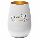 4you Design Windlicht Schön, DASS es Dich gibt (Metall-Weiß-Gold), Teelichthalter zum Muttertag,...