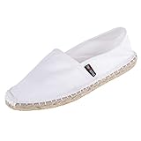 Japanwelt Espadrilles Unicolor Canvas Weiß Damen und Herren Größe 43 Unisex Leinen Slipper