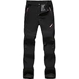 FLYGAGA Damen Outdoorhose Softshellhose Wanderhose Gefüttert Fleece atmungsaktiv Warm Wasserdicht...