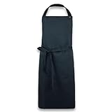ZOLLNER Kochschürze in schwarz - robuste Grillschürze mit aufgenähten Taschen - Baumwolle -...