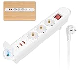 Einbau Steckdosenleiste mit USB C PD 20W und Schalter, Versenkbare Steckdose 3 Fach, Tischsteckdose...