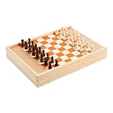 Brettspiel-Kombi-Set, Multi-Game-Schachbrett-Set - 5-in-1-Brettspiel aus Holz, Schach, hüpfendes...