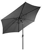 Spetebo Alu Sonnenschirm 300 cm mit Knickgelenk + Kurbel - grau - Martktschirm Kurbelschirm