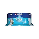 Verbatim CD-R AZO Wide Inkjet Printable 700 MB, 25er Pack Spindel, CD Rohlinge, 52-fache...