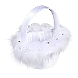 DOITOOL Weißer Hochzeit Blumenmädchen Korb Klein Tragbarer Dekorativer Spitzenkorb...
