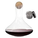 Intirilife Glas Karaffe mit 1.8 Liter für Rotwein mit Reinigungsperlen - Dekantierkapazität 750ml...