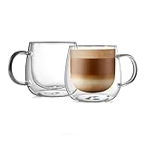CNGLASS Doppelwandige Kaffeegläser 290ml/10oz, Isolierte Kaffeetassen Glas 2er Set, Thermogläser...