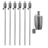 Harbour Housewares Metall-Gartenfackeln - Fass - 6 Stück - 146 cm, silberne Gartenfackeln,...