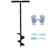 Aedcbaide Garten Handerdbohrer Set, Ø 150 mm Erdlochbohrer mit rutschfestem Griff Pfahllochbohrer...