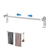 Amexo Handtuchstange Edelstahl Ausziehbar 43–75cm, Handtuchhalter mit Haken Schrauben Kleber,...